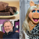 Clockwise from top left: A plate of brownies, Miss Piggy, and Ben Cohen and Jerry Greenfield